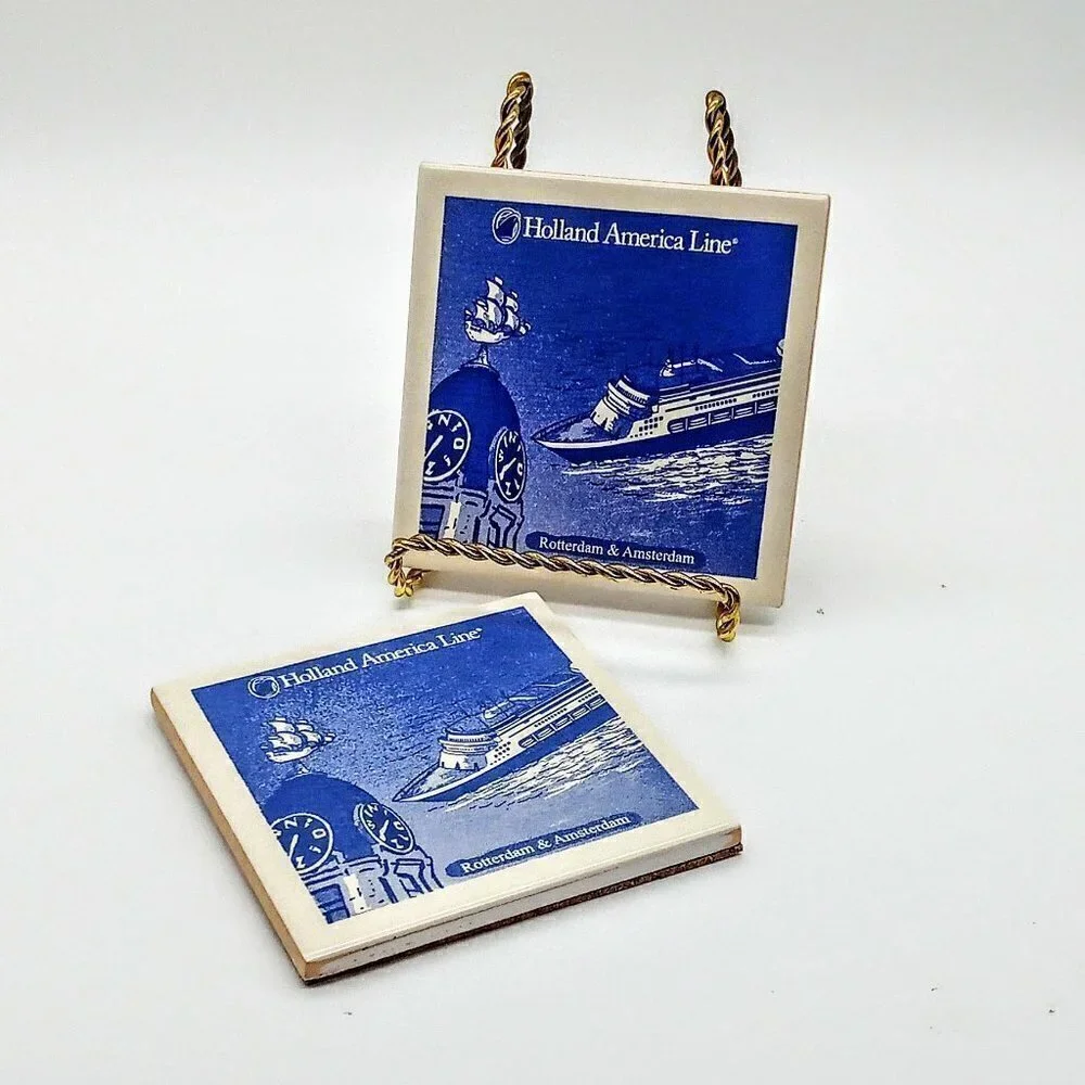 Holland America Lines Ceramic Cork Coasters NIB